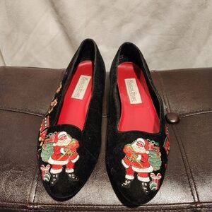 Madeline Stuart Black Velvet Santa Loafers